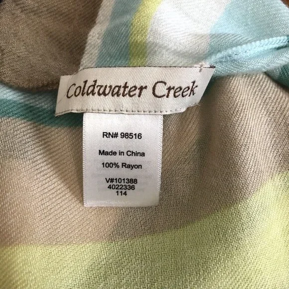 Coldwater Creek Blue Striped Fringe Scarf 22 x 67 - Picture 3 of 4